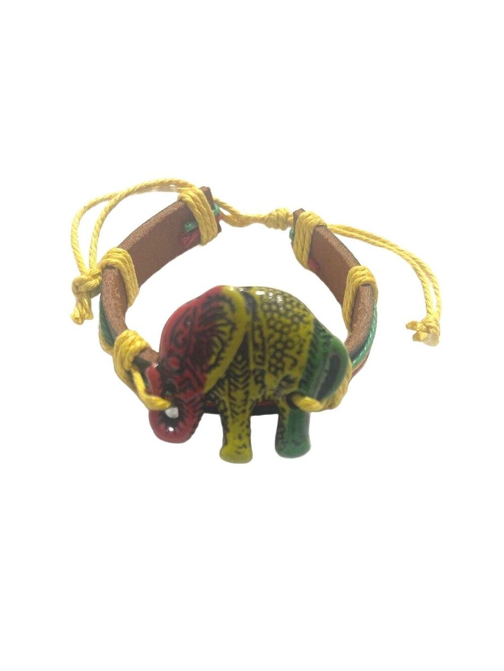 Rasta Elephant Leather Bracelet (6 avaialble)